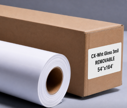Wht Gloss-54"x150' Removable adh.
